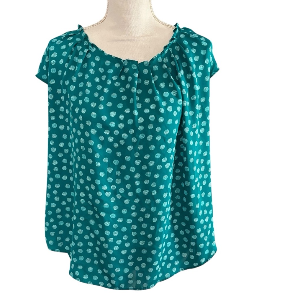 CLOSET CLEAR OUT! Lauren Conrad Teal Polka Dot Blouse XL. NWT